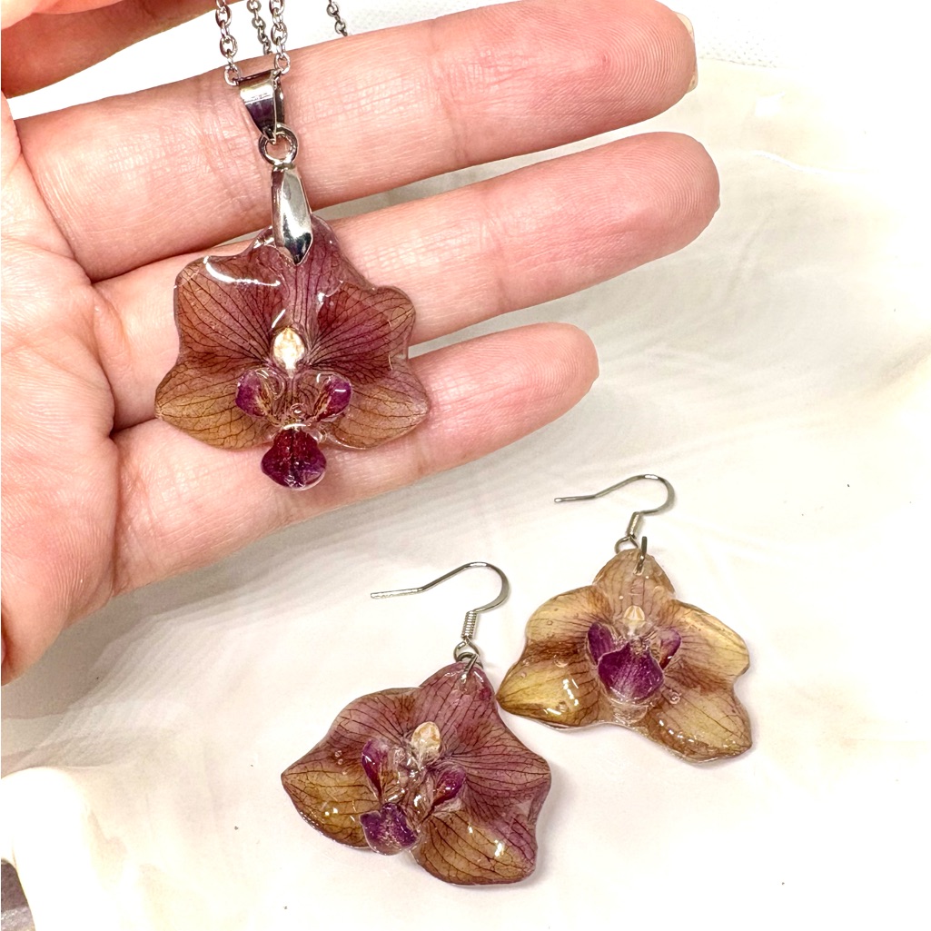 Orchid Blossom Necklace And Earring Set